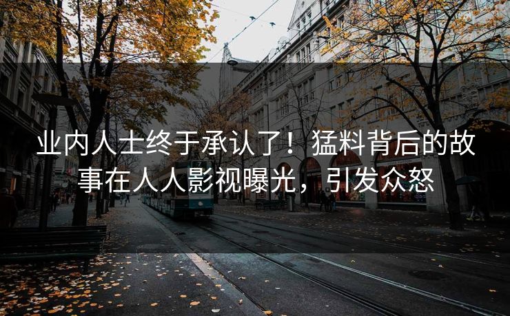 业内人士终于承认了！猛料背后的故事在人人影视曝光，引发众怒