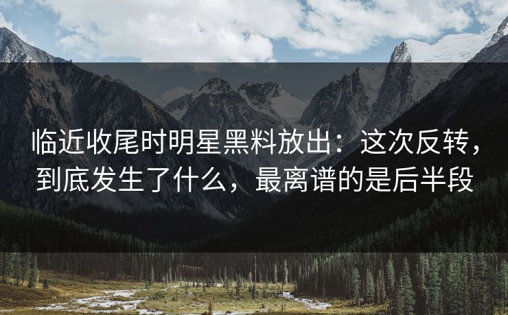 临近收尾时明星黑料放出:这次反转,到底发生了什么,最离谱的是后半段 临近收尾时明星黑料放出:这次反转,到底发生了什么,最离谱的是后半段